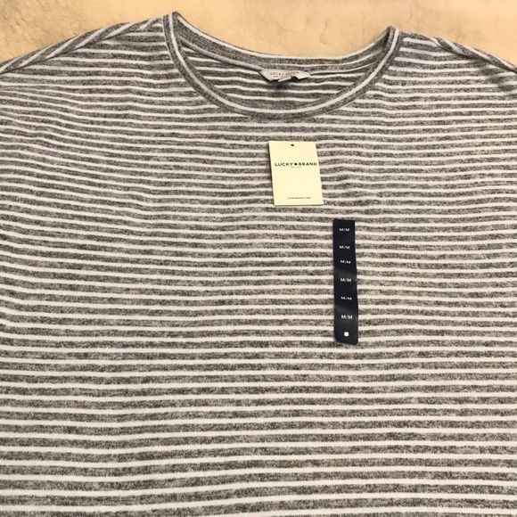 Lucky Brand Women's Stripe Hacci Puff Sleeve Top.M - Picture 6 of 8